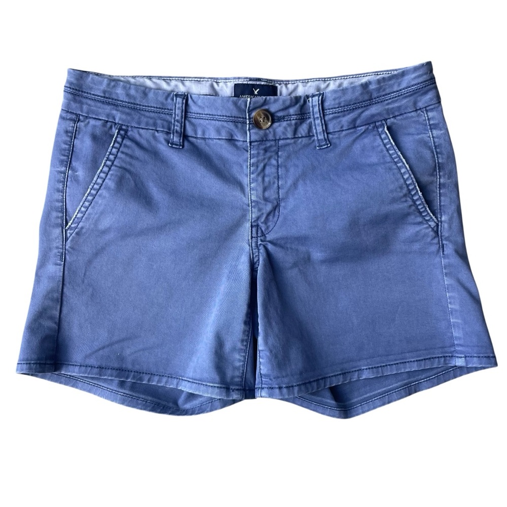 American Eagle Outfitters Women’s  Chino Midi Shorts Size 4 Dusted Indigo Blue